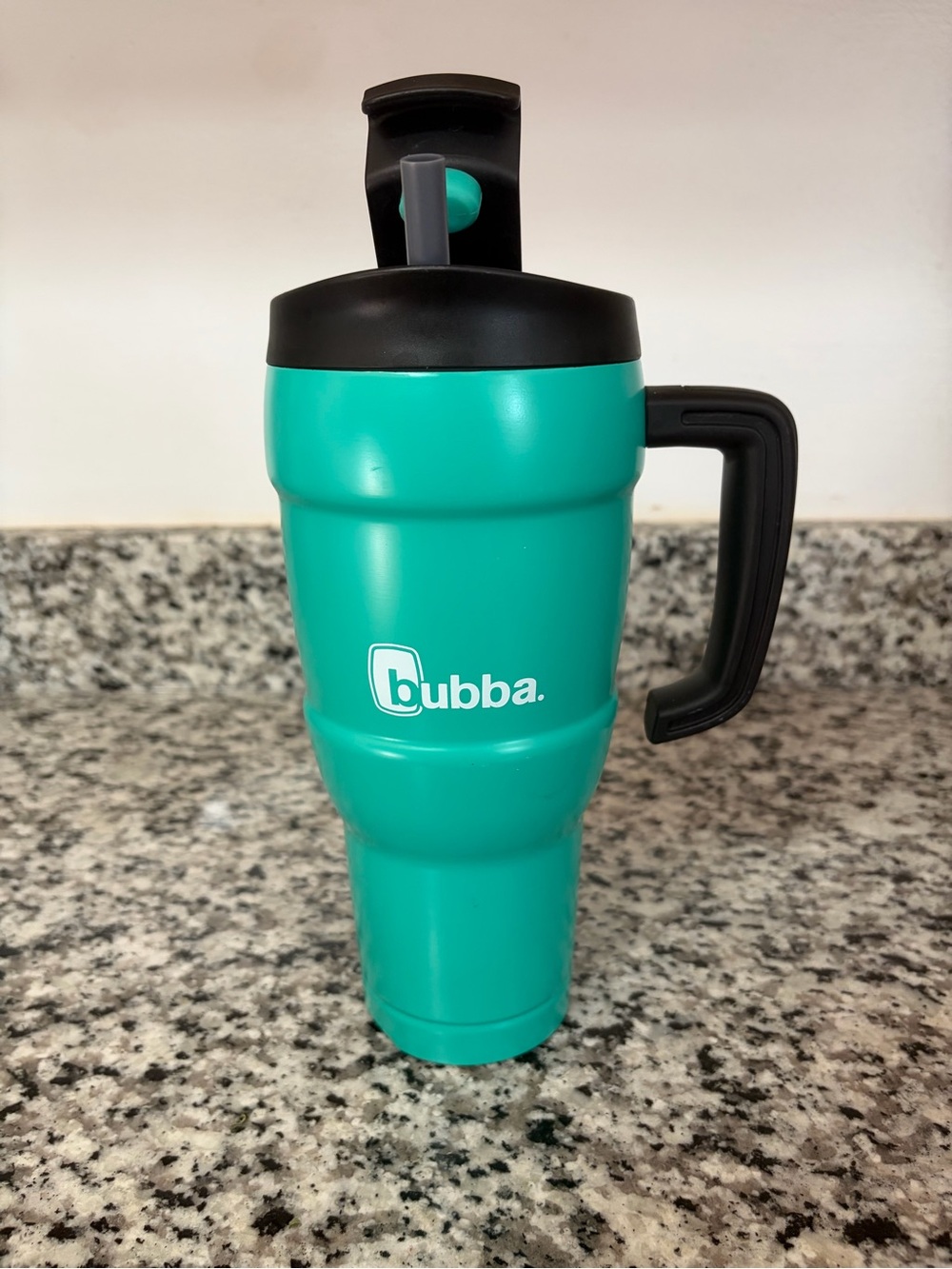 Teal Travel Mug with Handle and Straw